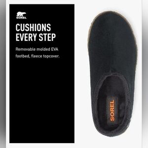 Sorel Lanner Ridge II Mules Unisex Size 3Y Shoes Lined Black Suede Slippers